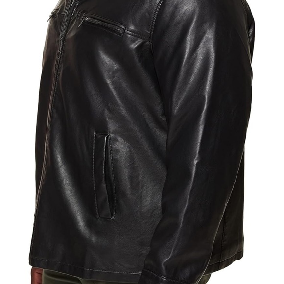 Men's Black Leather Dockers Jacket Nwt Size 4xl - Picture 3 of 5